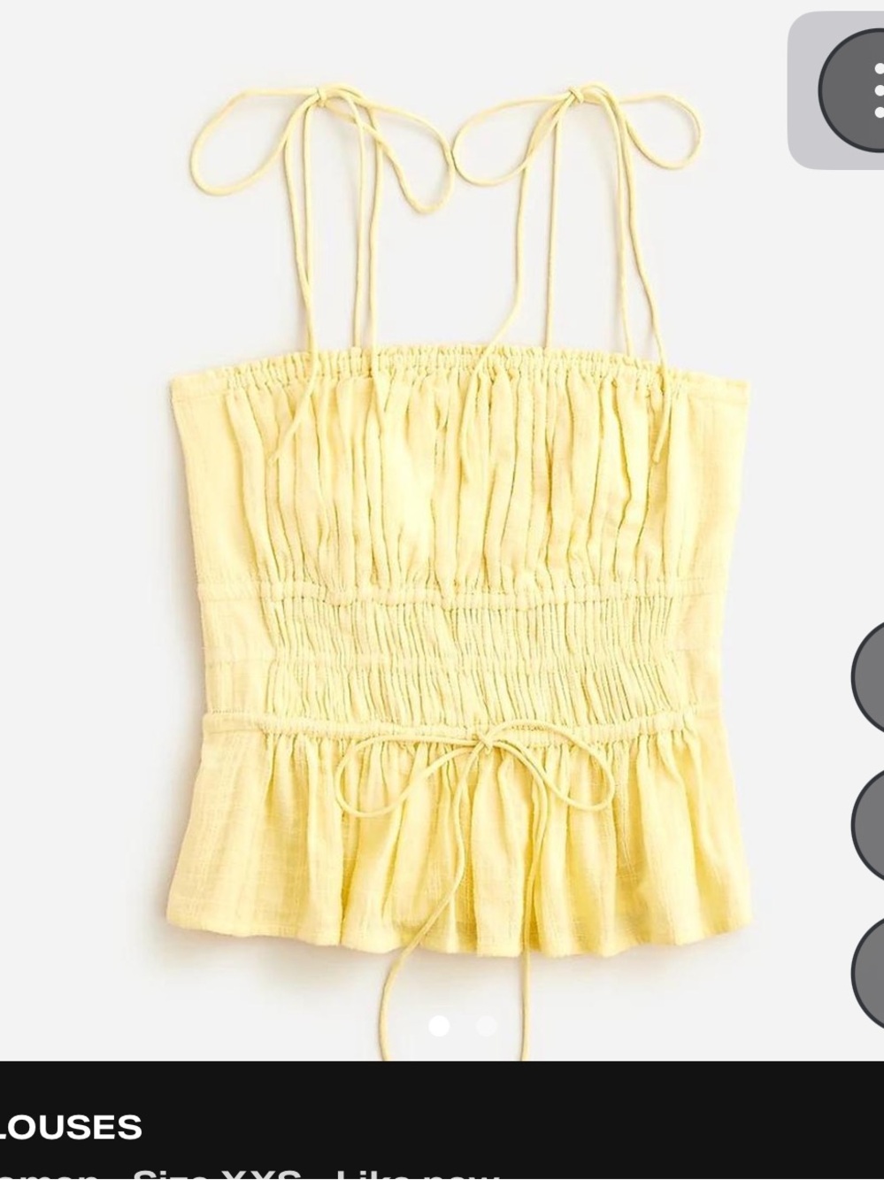 J. Crew Pale Yellow Textured Gauze Tie-Shoulder Camisole